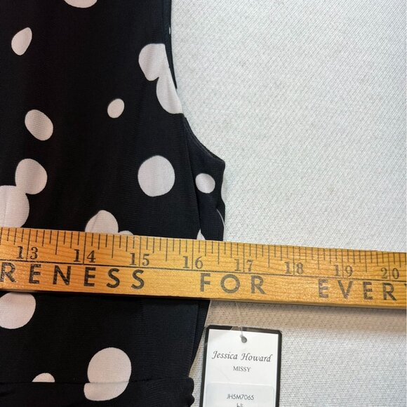 NWT Jessica Howard Womens A-line Midi Dress Size 8 Missy Black White Polka Dots - Picture 10 of 15